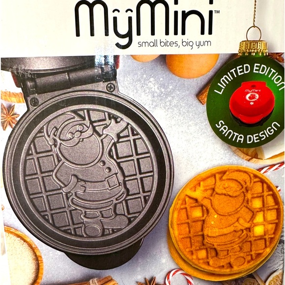 Individual Red Santa Waffle Maker Non-Stick, 5” Plate - Picture 2 of 4